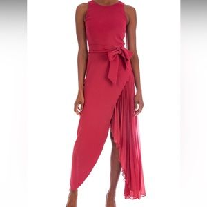 Badgley Mischka Asymmetrical Wrap Dress with Georgette Underlay